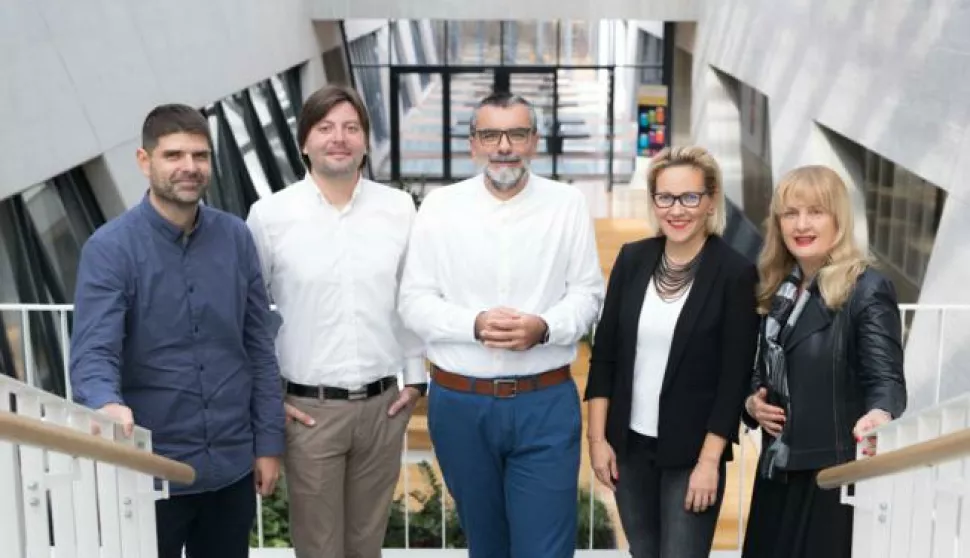 Novi dekan GrAFOS-a izv. prof. dr. sc. Hrvoje Krstić (u sredini), s prodekanima