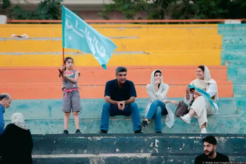 Supporters of Masoud Pezeshkian one of the two candidates qualifying for the second round of the Iranian presidential election, attend a rally in Tehran, Iran, on July 3, 2024. Iran is holding snap presidential elections to choose the next president after the death of Ebrahim Raisi in a helicopter crash. After the election with a historically low turnout on Friday, Masoud Pezeshkian, Iran's presidential election candidate and former reformist member of the Iranian parliament, and Saeed Jalili, Ultraconservative former nuclear negotiator will face off in a runoff presidential election on July 5. Photo by Saman/Middle East Images/ABACAPRESS.COM Photo: Middle East Images/ABACA/ABACA