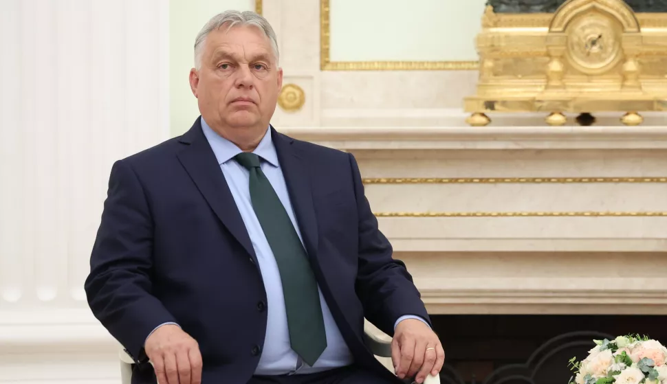 epa11458739 Hungarian Prime Minister Viktor Orban looks on prior to a meeting with Russian President Putin at the Kremlin, in Moscow, Russia, 05 July 2024. Orban arrived in Moscow on a one-day working visit. EPA/VALERIY SHARIFULIN/SPUTNIK/KREMLIN/POOL MANDATORY CREDIT