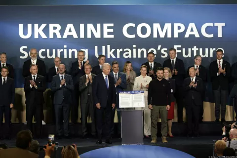 US President Joe Biden with Ukrainian President Volodymyr Zelenskiy hosts an event on the Ukraine Compact during the 75th NATO Summit in Washington on July 11, 2024. Photo by Yuri Gripas/ABACAPRESS.COM Photo: Gripas Yuri/ABACA/ABACA