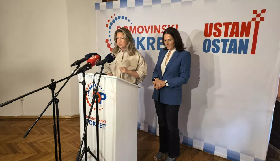 Domovinski pokret, Jesenka Ricl, Dražena Vrselja (plavi sako), srpanj 2024.