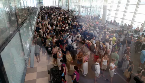 23. 07. 2024., Kastela- zracna luka sv Jerolim guzva na aerodromu zbog hakerskog napada, letovi otkazani, poteskoce u zracnom prometu Photo: Ivana Ivanovic/PIXSELL