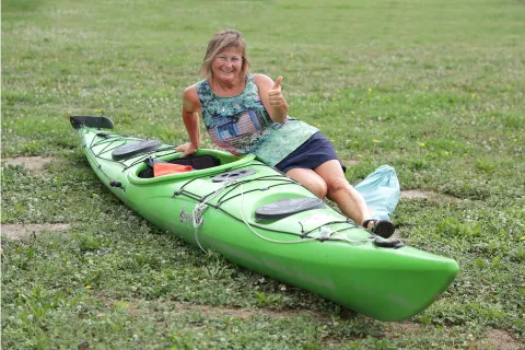 Osijek, 24. 07. 2024., Katakombe, kajak, kajakaši, regata, kajak regata, regata Mura-Drava-Dunav, kampiranje, Ludmilla Prankl - AustrijaSNIMIO BRUNO JOBST