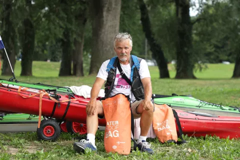 Osijek, 24. 07. 2024., Katakombe, kajak, kajakaši, regata, kajak regata, regata Mura-Drava-Dunav, kampiranje, Ivica Ranogajec - organizatorSNIMIO BRUNO JOBST