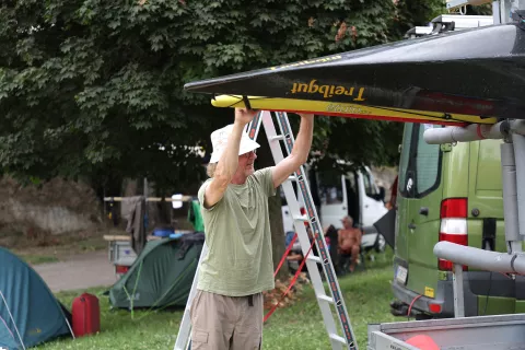 Osijek, 24. 07. 2024., Katakombe, kajak, kajakaši, regata, kajak regata, regata Mura-Drava-Dunav, kampiranjeSNIMIO BRUNO JOBST