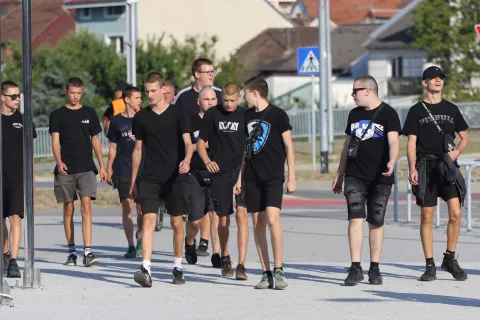 Osijek, 25. 07. 2'24, Opus Arena, Europska konferencijska liga, Drugo kolo kvalifikacija. Utakmica Osijek - FCI Levadia Tallinn. Navijači pred utakmicu.snimio GOJKO MITIĆ