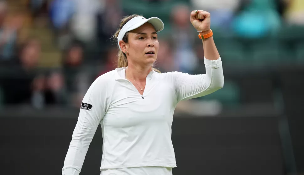 Donna Vekic reacts during her match against Lulu Sun (not pictured) on day nine of the 2024 Wimbledon Championships at the All England Lawn Tennis and Croquet Club, London. Picture date: Tuesday July 9, 2024. Photo: Jordan Pettitt/PRESS ASSOCIATION Photo: Jordan Pettitt/PRESS ASSOCIATION/PRESS ASSOCIATION