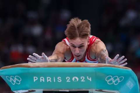 27.07.2024., Pariz, Francuska - XXXIII. Olimpijske igre Pariz 2024. Kvalifikacije gimastika, preskok, Aurel Benovic. Photo: Igor Kralj/PIXSELL