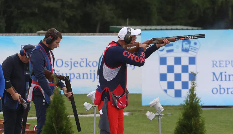 Osijek, 24. 09. 2023, Streljastvo, Streljana Pampas. Pojedinacne kvalifikacije na EP, finale zene i finale muski, disciplina trap. Giovanni Cernogoraz, Hrvatska.snimio GOJKO MITIĆ