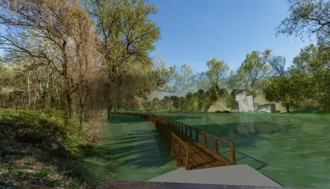 Adrenalinski park Adica u Vukovaru sastojat će se od visinskih i nizinskih statičnih poligona, stijene za penjanje i zip-linea dužine 470 metaraProjektno rješenje