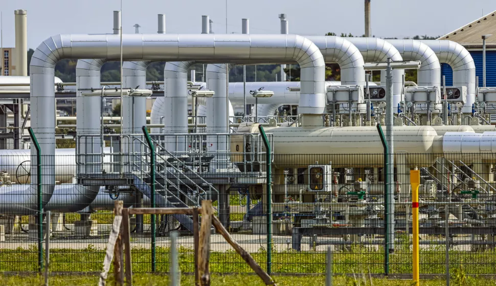 epa10167243 Pipes at the landfall facilities of the 'Nord Stream 2' gas pipeline in Lubmin, Germany, 07 September 2022. Gas supplies are being used by Russia to exert pressure on European nations in response to sanctions imposed after it invaded Ukraine. Gazprom, the Russian state-controlled gas company, closed the Nord Stream 1 pipeline from Russia to Germany. EPA/HANNIBAL HANSCHKE