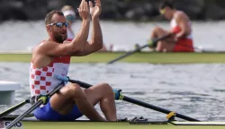 Pariz, 03.08.2024 - Ostajem u sportu i veslanju, ali ne više u samcu, kazao je trofejni hrvatski veslač, 36-godišnji Damir Martin nakon što je osvojio peto mjesto u B finalu utrke samaca na Olimpijskim igrama u Parizu.foto HINA/ Damir SENČAR/ ds