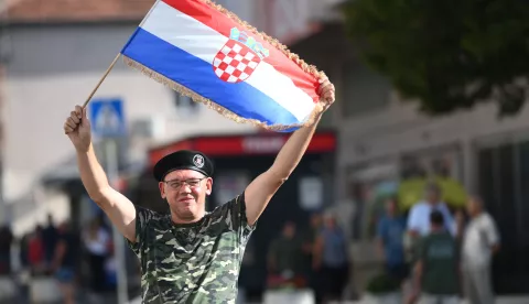 Knin, 05.08.2024 - Proslava Dana pobjede i domovinske zahvalnosti i Dana hrvatskih branitelja te 29. obljetnice vojno-redarstvene operacije Oluja. foto HINA/ Mario STRMOTI?/ ik