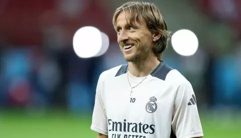 13.08.2024, National Stadion, Warschau, POL, UEFA Supercup, Real Madrid vs Atalanta Bergamo, Finale, Training, im Bild LUKA MODRIC // during a training bevore the UEFA Supercup final match between Real Madrid and Atalanta Bergamo at the National Stadion in Warschau, Poland on 2024/08/13. EXPA Pictures ? 2024, PhotoCredit: EXPA/ Newspix/ Piotr Kucza  *****ATTENTION - for AUT, SLO, CRO, SRB, BIH, MAZ, TUR, SUI, SWE, ITA only***** Photo: EXPA/ Newspix/ Piotr Kucza/EXPA