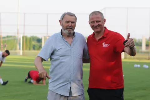 Osijek, 08. 07. 2024, Stadion Gradski vrt, Prozivka NK Zrinski.Osijecko 1664. Ivan Komak i tener Mato Neretljak.snimio GOJKO MITIĆ