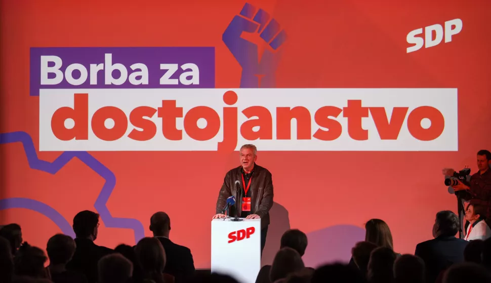 16.02.2024., Zadar - U Knezevoj palaci odrzan je skup SDP-a "Borba za dostojanstvo". potpredsjednik SDP-a Ranko Ostojic Photo: Sime Zelic/PIXSELL