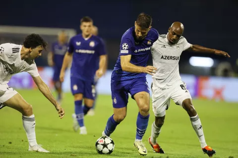 Zagreb, 20.08.2024 - Prvi susret play-offa nogometne Lige prvaka Dinamo - Qarabag. foto HINA/ Daniel KASAP/ ik