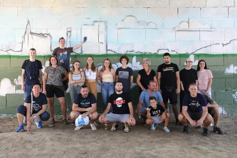 Osijek, 24. 08. 2024., Tuđmanov most, grafitti, grafiti, izrada, grafita, projekt - Mladi za ljepši grad, Armando El-Hag Hasan, Kohorta, Udruga BrezaSNIMIO BRUNO JOBST