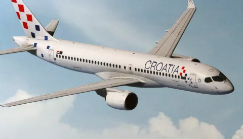 Zagreb, 18.06.2024. - Croatia Airlines je, u povodu obilježavanja 35. godina od osnutka, prezentirala početak novog projekta obnove cjelokupne flote zrakoplovima nove tehnologije Airbus A220 te je predstavla rebranding kompanije i novih zrakoplova. foto HINA /Zvonimir KUHTIĆ/ kuzo