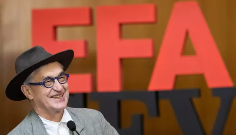 epa07231537 German filmmaker and President of the European Film Academy, Wim Wenders attends the presentation of the statuettes to be granted at the European Film Awards, in Malaga, southern Spain, 14 December 2018. The European Film Awards 2018 will take place in Seville on 15 December 2018. EPA/Raul Caro