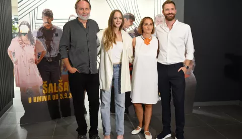 02.09.2024., Zagreb - Premijera filma "Salsa" u Kaptol Boutique Cinema. Drazen Zarkovic, Ivana Gulin, Ana Grbac i Momcilo Tasevic. Photo: Josip Mikacic/PIXSELL