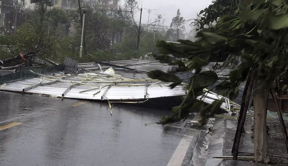 epa11590854 A handout photo made available by Vietnam News Agency shows debris on a street as typhoon Yagi makes landfall, in Quang Ninh province, Vietnam, 07 September 2024. Typhoon Yagi, Asia's most powerful storm so far this year, made landfall in northern Vietnam on 07 September with wind speeds up to 149 kilometers per hour, according to the National Centre for Hydro-Meteorological Forecasting. EPA/VIETNAM NEWS AGENCY/HANDOUT VIETNAM OUTHANDOUT EDITORIAL USE ONLY/NO SALES