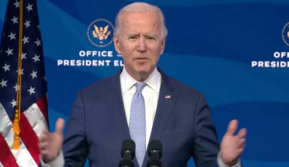 United States President-elect Joe Biden delivers remarks from the Queen Theatre in Wilmington, Delaware on the unrest in and around the US Capitol in Wilmington, Delaware on Wednesday, January 6, 2021. In his remarks Biden condemned Trump for inciting the violence.Credit: Biden Transition via CNP | usage worldwide /DPA/PIXSELL