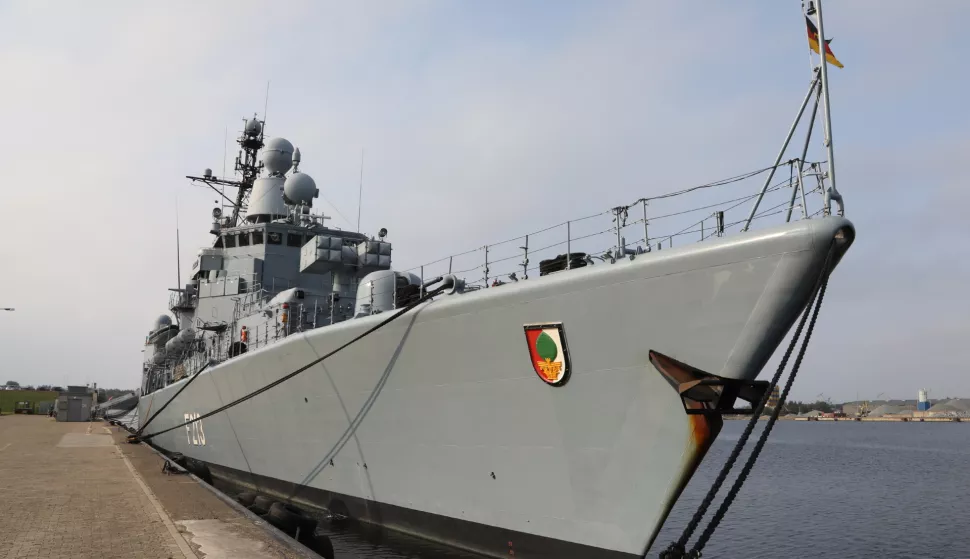 epa07310869 (FILE) - German Navy (Bundesmarine) frigate Augsburg (F213) docked in Wilhelmshaven, northern Germany, 03 September 2018 (reissued 23 January 2019). Media reports quoting military sources state on 23 January 2019, that Germany will not be sending any more ships in the Mediterranean Sea suspending its participation in the EU mission Sophia (EU NAVFOR Med), which is aimed at combatting criminal networks and people smuggling in the Mediterranean Sea. German Navy frigate Augsburg, currently stationed off the coast of Libya, will not be replaced upcoming February after concluding a five-month deployment in the Mediterranean Sea, media added. EPA/FOCKE STRANGMANN *** Local Caption *** 54599143