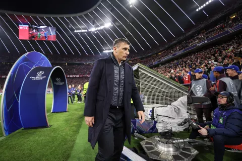 Muenchen, 17.09.2024. - Susret 1. kola nogometne Lige prvaka Bayern Muenchen - GNK Dinamo Zagreb na Allianz Areni u Muenchenu. Na slici trener GNK Dinama Sergej Jakirović.foto HINA/ Damir SENČAR/ ds