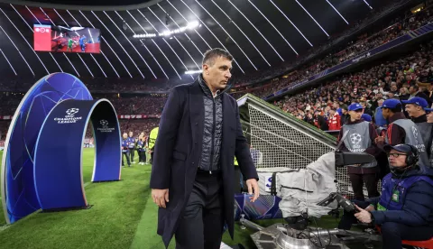 Muenchen, 17.09.2024. - Susret 1. kola nogometne Lige prvaka Bayern Muenchen - GNK Dinamo Zagreb na Allianz Areni u Muenchenu. Na slici trener GNK Dinama Sergej Jakirović.foto HINA/ Damir SENČAR/ ds