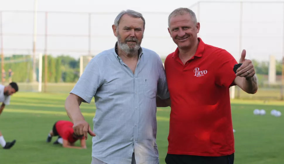 Osijek, 08. 07. 2024, Stadion Gradski vrt, Prozivka NK Zrinski.Osijecko 1664. Ivan Komak i tener Mato Neretljak.snimio GOJKO MITIĆ