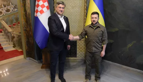 08.05.2022., Kijev, Ukrajina - Premijer Andrej Plenkovic posjetio Kijev gdje je odrzao sastanke s predsjednikom Ukrajine Volodimirom Zelenskim, predsjednikom Vlade Denisom Smyhalom i predsjednikom Vrhovne Rade Ruslanom Stefancukom. Photo: Vlada RH/PIXSELL