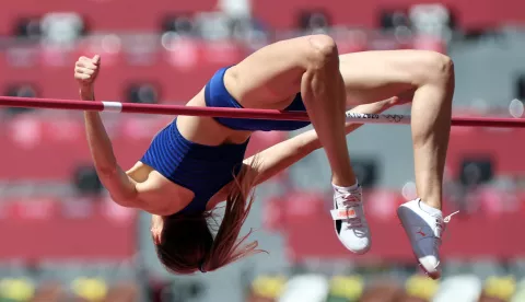 Tokio, 05.08.2021 - Hrvatska atleticarka Ana imic tijekom kvalifikacija u skoku u vis na Olimpijskim igrama Tokio 2020.foto HINA/ Damir SENCAR/ ds