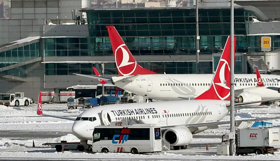 epa05720383 (FILE) - A file picture dated 08 January 2017 shows Turkish Airlines planes and aircraft of other international airlines being grounded at the Ataturk international airport in Istanbul, Turkey. According to media reports on 16 January 2017, Turkish Airlines Flight 6491 crashed into a residential area near the Kyrgyzstan capital of Bishkek, killing the pilot and at least 20 people on the ground, while en route from Hong Kong to Manas International Airport. The plane was carrying cargo to Istambul. There is currently no information on the number of crew on board at the time of the crash. EPA/SEDAT SUNA