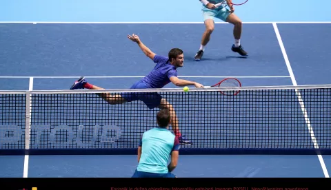 Nitto ATP Finals - Day One - The O2 Arena Wesley Koolhof and Nikola Mektic in action during their doubles match on day one of the Nitto ATP Finals at The O2 Arena, London. John Walton Photo: PA Images/PIXSELL