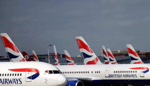 epa07702722 (FILE) - British Airways aircrafts at Heathrow Airport in west London, Britain, 22 March 2010, (reissued 08 July 2019). Media reports on 08 July 2019 state that British Airways is set to be fined more than 183 million GBP by the British Information Commissioner's Office over a customer data breach, the equivalent of 1.5 percent of the airline's global turnover for the financial year ending 31 December 2019. The fine is over the theft of customers' personal and financial information between 21 August 2018 and 05 September 2018. EPA/ANDY RAIN *** Local Caption *** 53346454