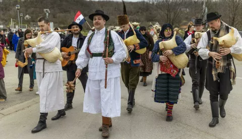 10.02.2024., Draz - Tradicionalna povorka Baranjskih busa - pokladna povorka u Drazu. Photo: Davor Javorovic/PIXSELL