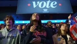 epa11689672 Supporters of US Vice President Kamala Harris attend a rally where former US President Barack Obama is due to speak in Philadelphia, Pennsylvania, USA, 28 October 2024. Pennsylvania remains a key state in the 2024 Presidential election with both Democrats and Republicans campaigning heavily in the state ahead of election day on 05 November. US Vice President Kamala Harris is running against former US president and Republican presidential nominee Donald Trump. EPA/WILL OLIVER