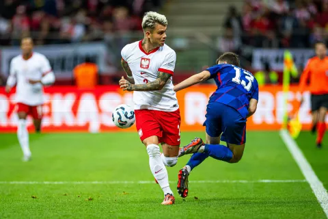 15.10.2024 WARSZAWA, PILKA NOZNA (FOOTBALL), LIGA NARODOW UEFA (UEFA NATIONS LEAGUE), POLAND - CROATIA MECZ POLSKA - CHORWACJA NZ KAMIL PIATKOWSKI PETAR SUCICFOTO LUKASZ SKWIOT/CYFRASPORT