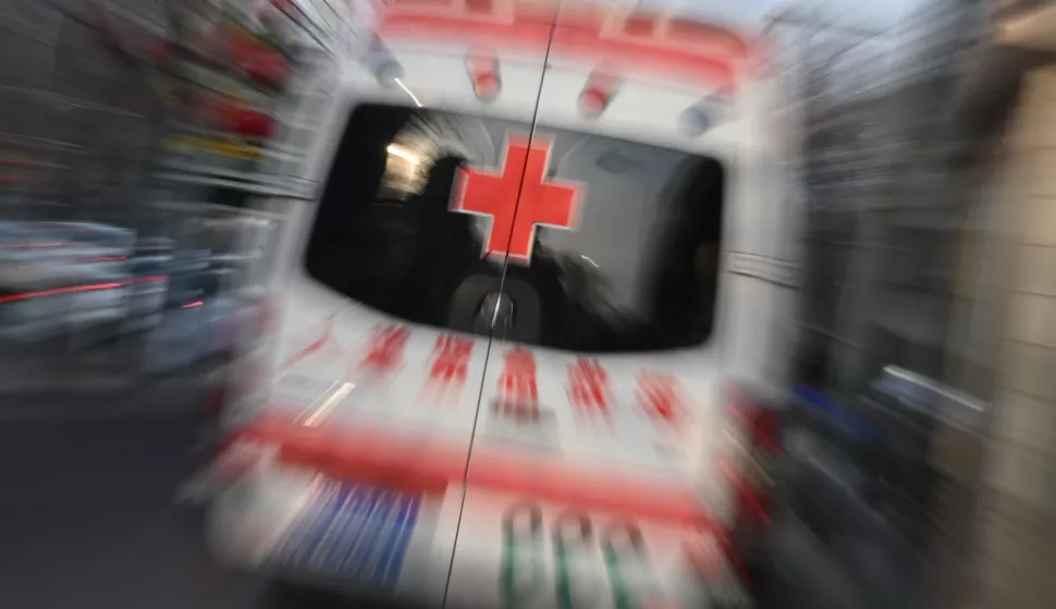 26 February 2024, China, Peking: An ambulance belonging to the Beijing Red Cross bears the words "Emergency Humanitarian Aid" in Chinese characters. Photo: Johannes Neudecker/dpa Photo: Johannes Neudecker/DPA