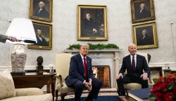 epa11718889 US President Joe Biden (R) and President-elect Donald Trump during a meeting in the Oval Office of the White House in Washington, DC, USA, 13 November 2024. Biden will argue in favor of continued US aid to Ukraine during the transition to President-elect Donald Trump's administration, according to national security advisor Jake Sullivan. EPA/AL DRAGO/POOL