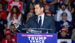 epa11691558 Senator Marco Rubio speaks to supporters during Republican Presidential Candidate Donald J. Trump's rally in Allentown, Pennsylvania, USA, 29 October 2024, emphasizing the importance of voter turnout in the upcoming election. Trump is running against Democratic US Vice President Kamala Harris in the presidential election on 05 November 2024. EPA/DAVID MUSE