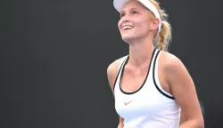 epa05723154 Donna Vekic of Croatia celebrates her win over Lizette Cabrera of Australia during round one of the Women's Singles of the Australian Open Grand Slam tennis tournament in Melbourne, Victoria, Australia, 17 January 2017. EPA/DEAN LEWINS AUSTRALIA AND NEW ZEALAND OUT------2x color - sport