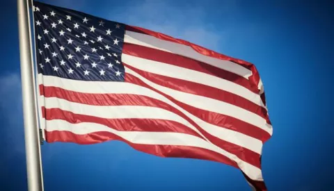 29 September 2020, Berlin: The flag of the United States of America flies at the American Embassy on Pariser Platz. The presidential elections in the USA take place on 3 November. Photo: Annette Riedl/dpa-Zentralbild/ZB /DPA/PIXSELL