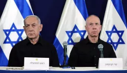 epa11732793 epa11703358 (FILE) - Israel's Prime Minister Benjamin Netanyahu (L) and Defense Minister Yoav Gallant (R) address a press conference at Kirya military base in Tel Aviv, Israel, 28 October 2023 (reissued 21 November 2024). Judges at the International Criminal Court (ICC) have issued arrest warrants for Benjamin Netanyahu and Yoav Gallant, as well as Hamas military commander Mohammed Deif over alleged war crimes and crimes against humanity during the war between Israel and Hamas. EPA/ABIR SULTAN/POOL