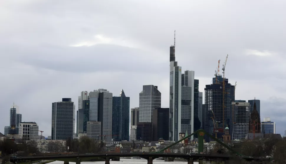 epa10522560 A view of the Skyline of the Banks in Frankfurt am Main, Germany, 14 March 2023. World financial markets are showing signs of stress, on 14 March, after the news of the collapse of the US tech bank SVB a few days earlier, the bank failure is considered as one of the biggest since the financial crisis of 2008. EPA/RONALD WITTEK