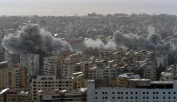 epa11738496 Smoke rises following an Israeli airstrike on the Dahieh district in southern Beirut, Lebanon, 24 November 2024. According to the Lebanese Ministry of Health, more than 3,600 people have been killed and more than 15,400 others injured in Lebanon since the escalation in hostilities between Israel and Hezbollah. EPA/WAEL HAMZEH