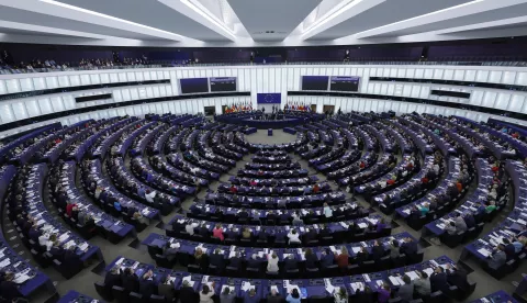 epa11674405 Members of the Parliament attend votings at the European Parliament in Strasbourg, France, 22 October 2024. The EU Parliament's session runs from 21 till 24 October 2024. EPA/RONALD WITTEK