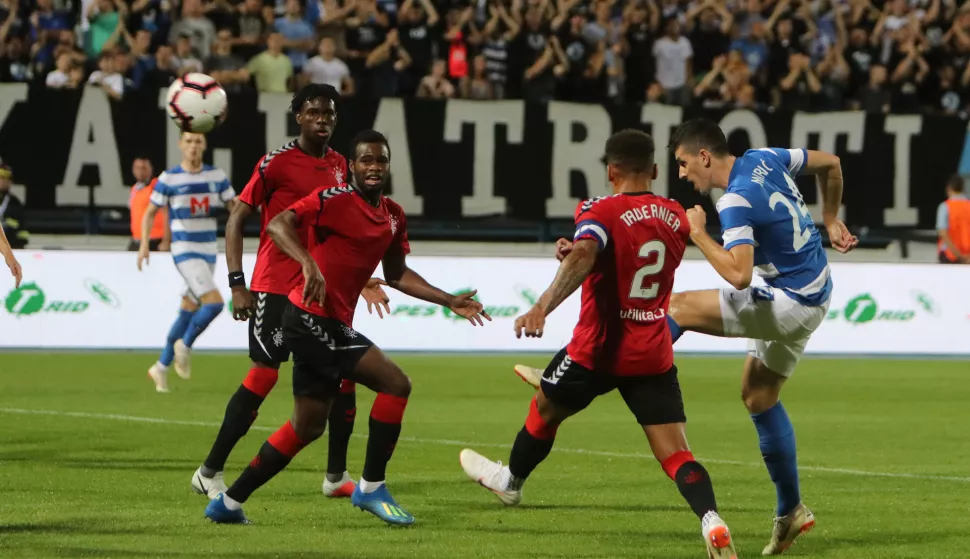 26.07.2018., Osijek, Stadion Gradski vrt - UEFA, Europska liga 2018/2019, 2.kvalifikacijska runda, NK Osijek - FC Glasgow Rangers
Foto: Željko &Scaron;epić/Glas Slavonije