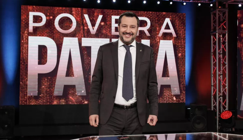 epa07316418 Italian Deputy Premier and Interior Minister Matteo Salvini attends the Italian TV Raidue channel programme 'Povera Patria', in Rome, Italy, 24 January 2019. EPA/GIUSEPPE LAMI